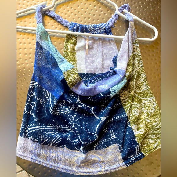 Free People Laila Top - Lilac/Purple/Blue Combo Bandana Boho Tank - Size L - NEW - Picture 4 of 9
